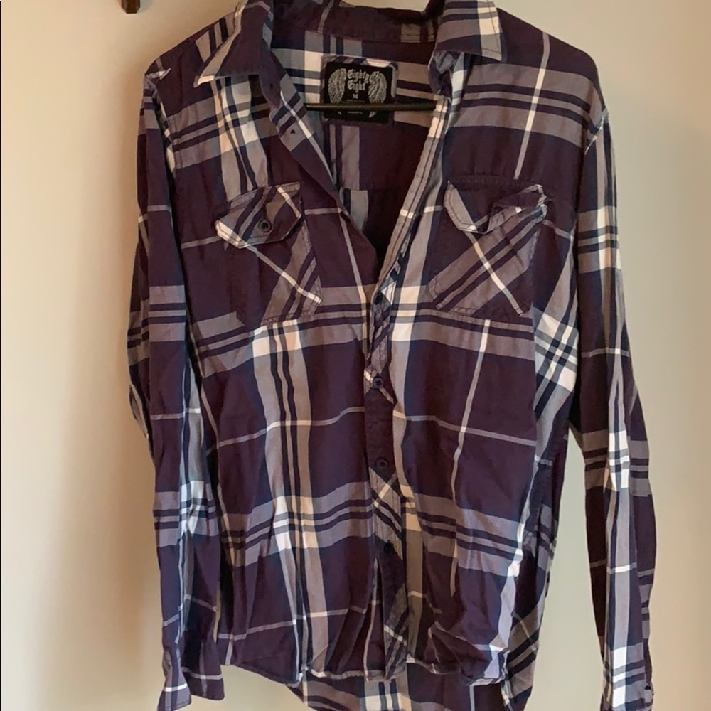 Purple Long Sleeved Plaid Shirt